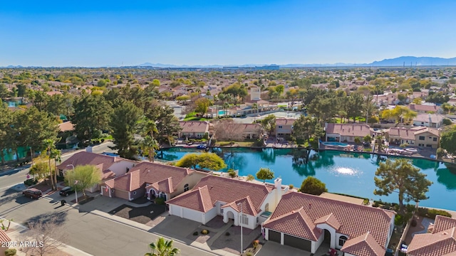 aerial view with a mountain view and a residential view