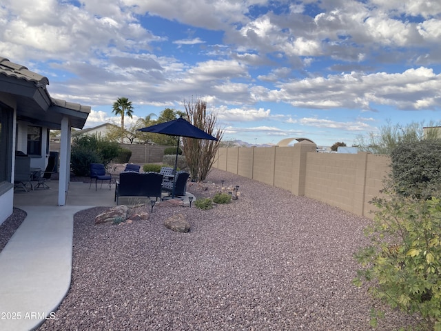 view of yard featuring a patio area