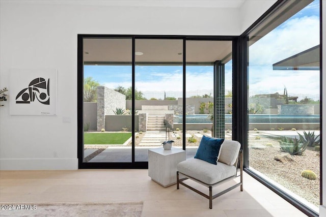 interior space with light hardwood / wood-style floors