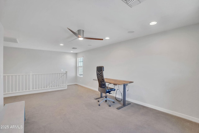 242 N Crosscreek Dr, Chandler, AZ 85225 - unfurnished office featuring ceiling fan, carpet floors, recessed lighting, and baseboards