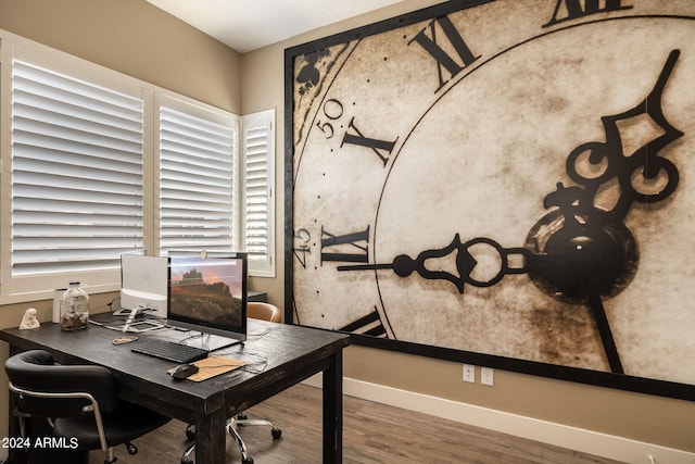 office space featuring wood-type flooring