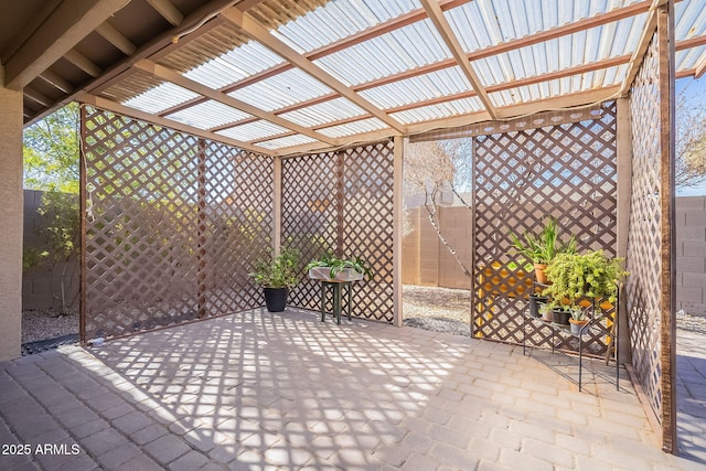 view of patio featuring a pergola