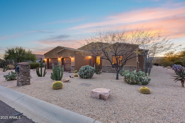 adobe home with a garage