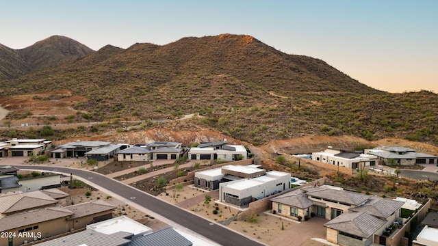 property view of mountains featuring a residential view