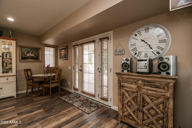 entrance foyer featuring dark hardwood / wood-style flooring