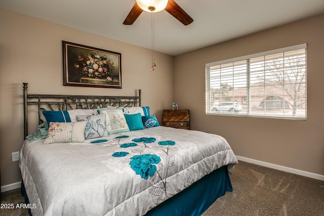 bedroom with carpet floors and ceiling fan