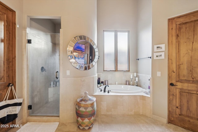7846 E Wilderness Trl, Gold Canyon, AZ 85118 - full bath with a stall shower, a garden tub, and tile patterned flooring