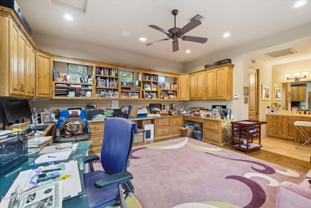 7846 E Wilderness Trl, Gold Canyon, AZ 85118 - office space featuring light wood-style floors, ceiling fan, and recessed lighting