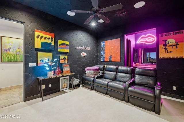 7846 E Wilderness Trl, Gold Canyon, AZ 85118 - cinema with ceiling fan and carpet floors