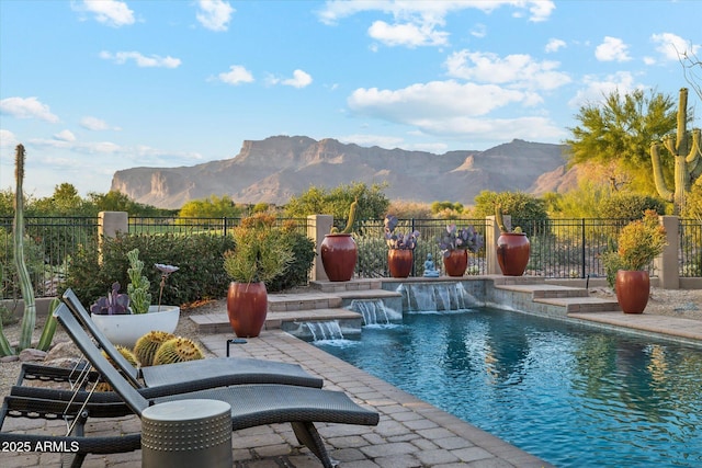 7846 E Wilderness Trl, Gold Canyon, AZ 85118 - view of pool featuring a mountain view and a fenced backyard