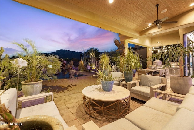 7846 E Wilderness Trl, Gold Canyon, AZ 85118 - view of patio featuring ceiling fan and an outdoor living space