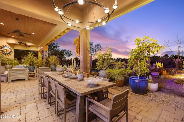 7846 E Wilderness Trl, Gold Canyon, AZ 85118 - view of patio featuring ceiling fan, outdoor dining space, and outdoor lounge area