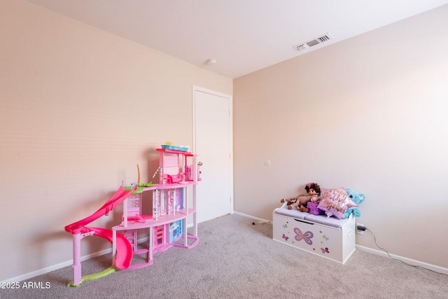 playroom with carpet flooring and baseboards