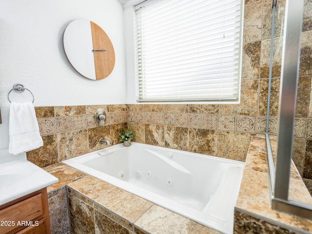 19403 E Arrowhead Trl, Queen Creek, AZ 85142 - bathroom featuring a jetted tub and vanity