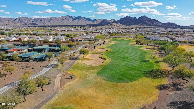 aerial view featuring a residential view and a mountain view