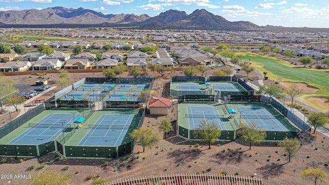 birds eye view of property featuring a residential view and a mountain view