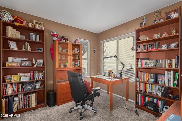 view of carpeted home office