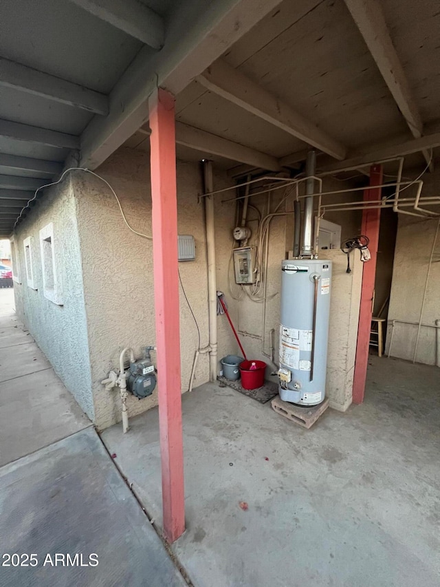 basement with gas water heater