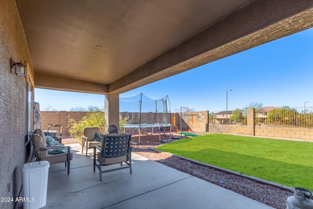 view of patio / terrace with a trampoline