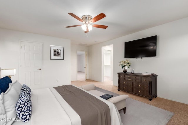 bedroom with carpet flooring and ceiling fan