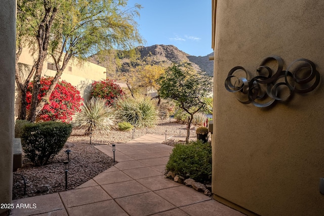 exterior space featuring a mountain view