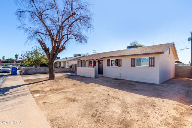 view of single story home