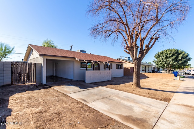 view of single story home