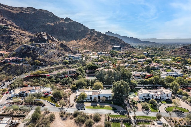 drone / aerial view with a mountain view