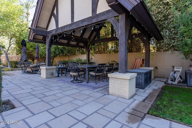 view of patio featuring a gazebo