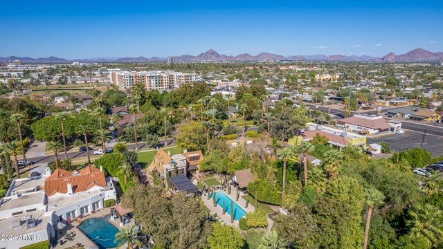 bird's eye view with a mountain view