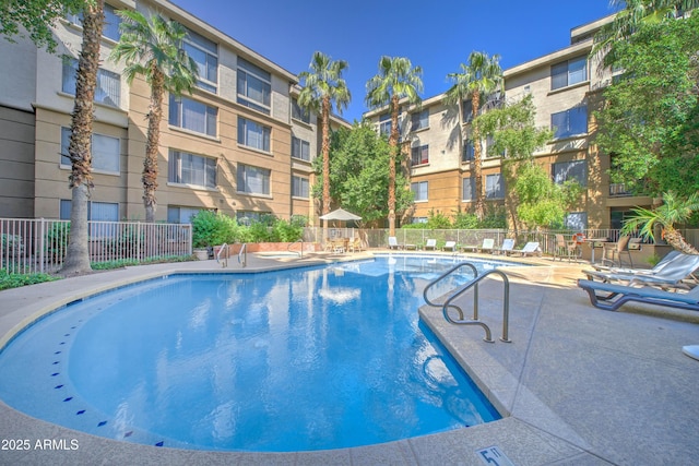 view of pool featuring a patio area