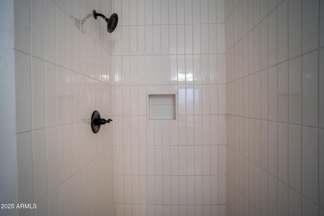 details with a tile shower