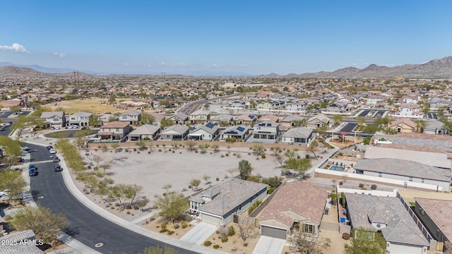 aerial view with a mountain view and a residential view