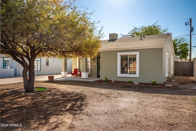 view of front of home with a patio area