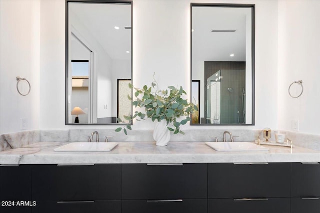 6921 N Joshua Tree Ct, Paradise Valley, AZ 85253 - bathroom with double vanity and a shower stall