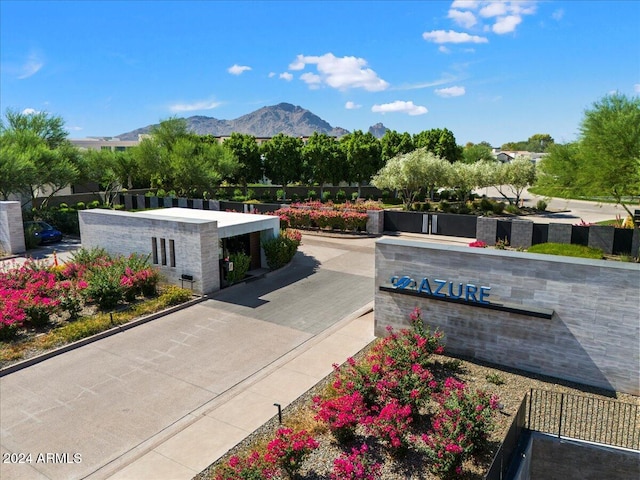 exterior space featuring a mountain view