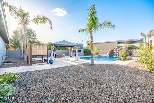 17824 E Chestnut Dr, Queen Creek, AZ 85142 - view of pool featuring a gazebo, a patio area, a fenced in pool, and fence