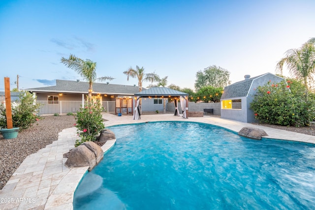 17824 E Chestnut Dr, Queen Creek, AZ 85142 - outdoor pool with a fenced backyard, an outdoor structure, a gazebo, and a patio