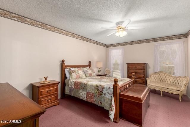 11109 W Granada Dr, Sun City, AZ 85373 - bedroom featuring carpet floors, a textured ceiling, and ceiling fan