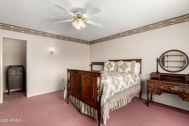 11109 W Granada Dr, Sun City, AZ 85373 - bedroom featuring light carpet, baseboards, a ceiling fan, and a textured ceiling