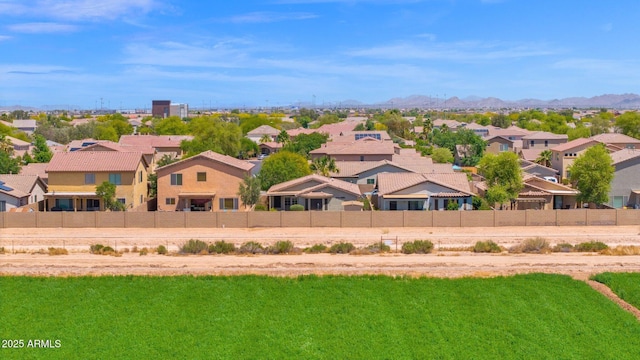 birds eye view of property featuring a residential view and a mountain view