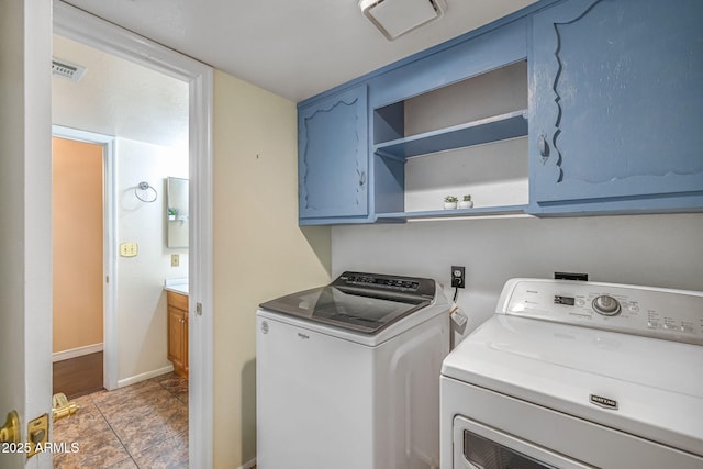 4114 E Muirwood Dr, Phoenix, AZ 85048 - washroom with washer and dryer, cabinet space, and baseboards