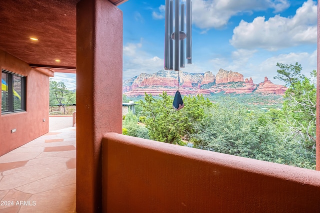 balcony with a mountain view