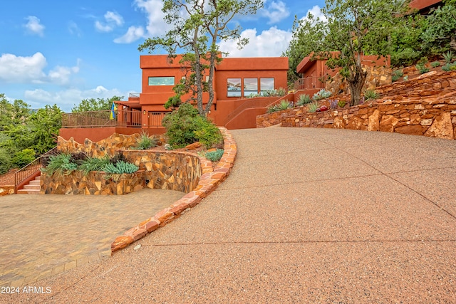 view of pueblo revival-style home