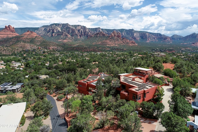 aerial view with a mountain view