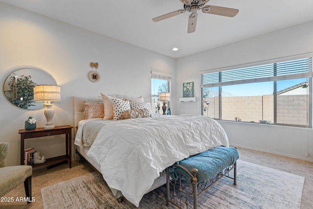 bedroom featuring ceiling fan