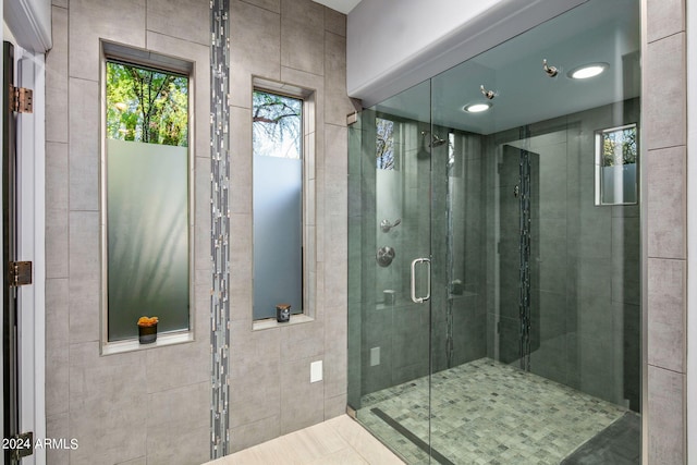 bathroom featuring walk in shower