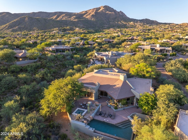 aerial view with a mountain view