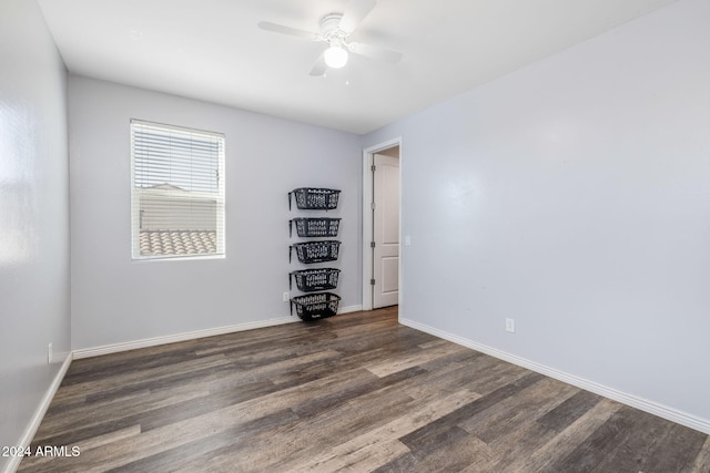 9645 E Theia Dr, Mesa, AZ 85212 - empty room with wood finished floors, ceiling fan, and baseboards