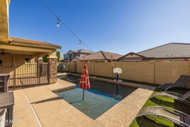 view of swimming pool with a patio area